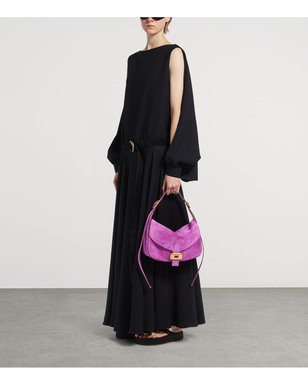 Balenciaga Pink Suede Clicca Shoulder Bag