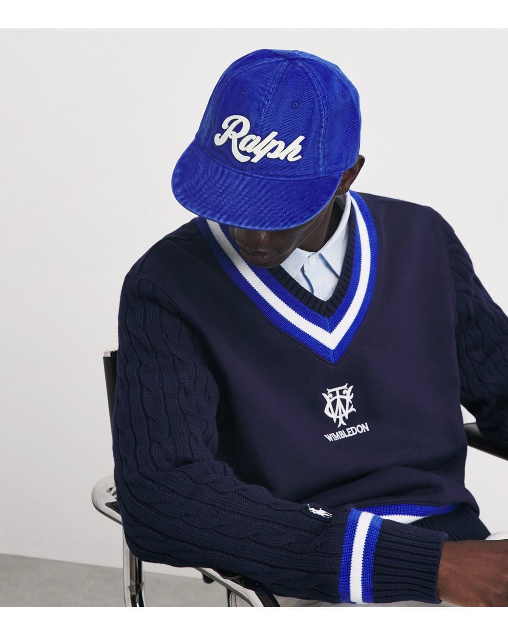 Polo Ralph Lauren Blue Corduroy Script Baseball Cap for men