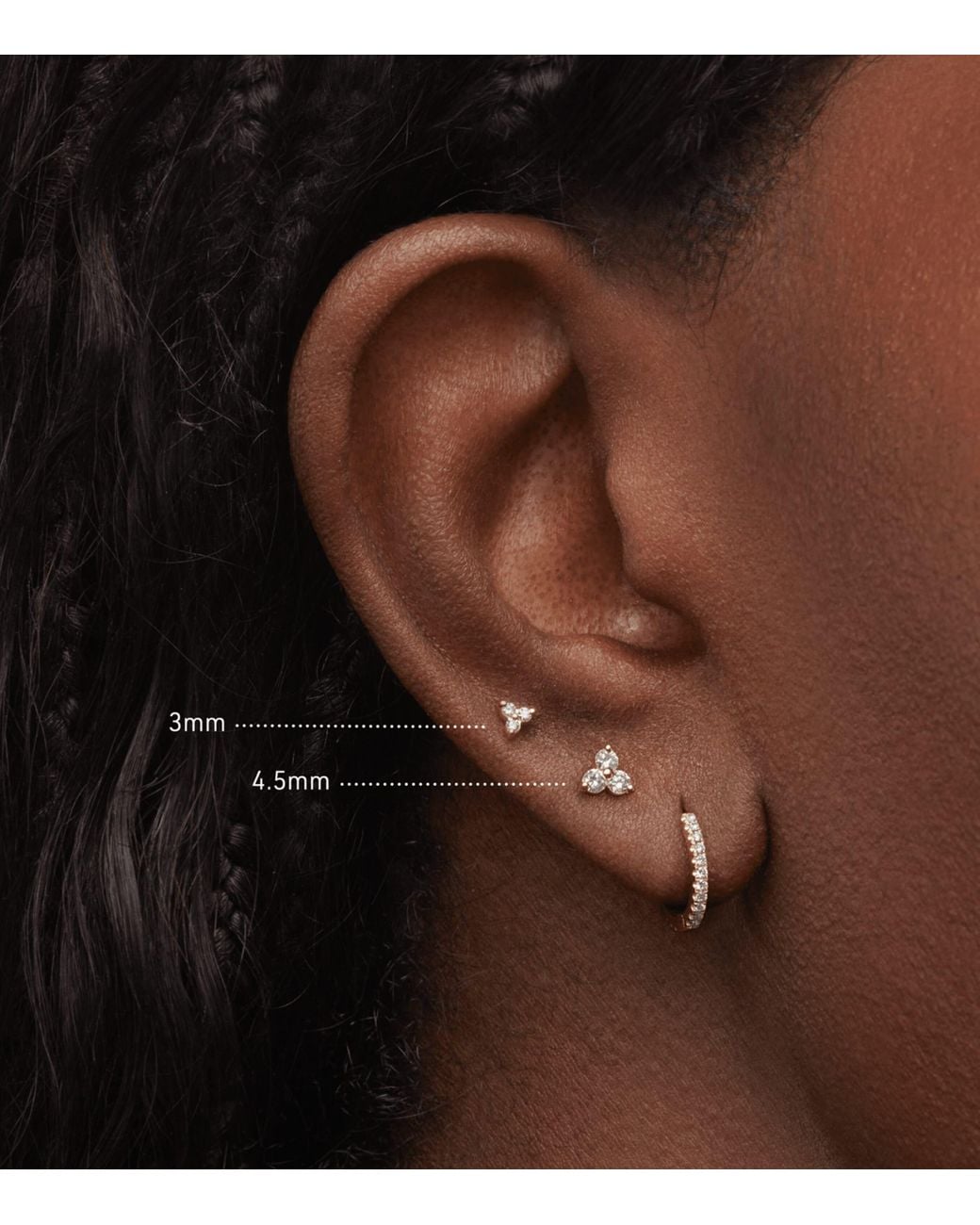 Maria Tash Gray Diamond Trinity Threaded Stud Earring
