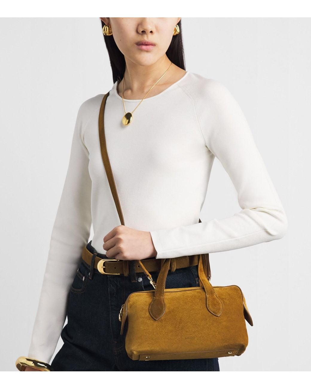 Joseph Metallic Mini Suede Loaf Top-Handle Bag