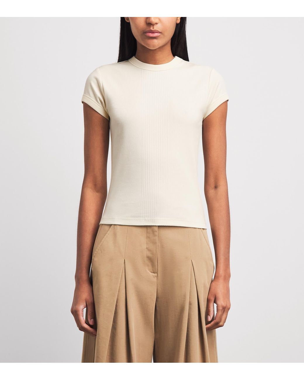ME+EM White Stretch-Cotton Rib T-Shirt
