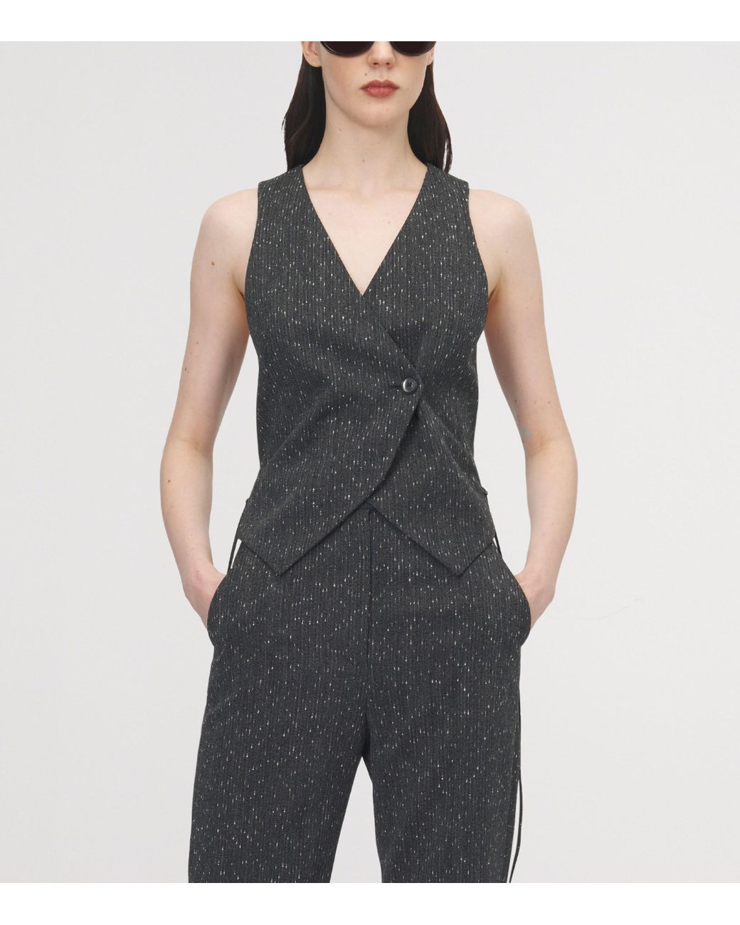 McQueen Black Wool Pinstripe Corset Waistcoat