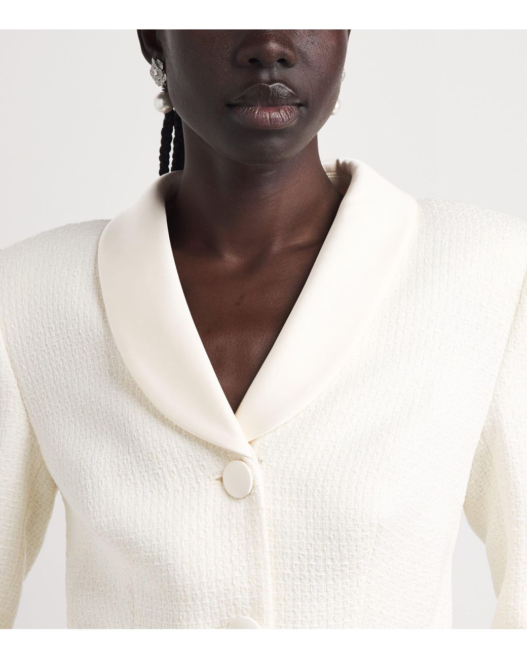 Self-Portrait White Bouclé Midi Dress