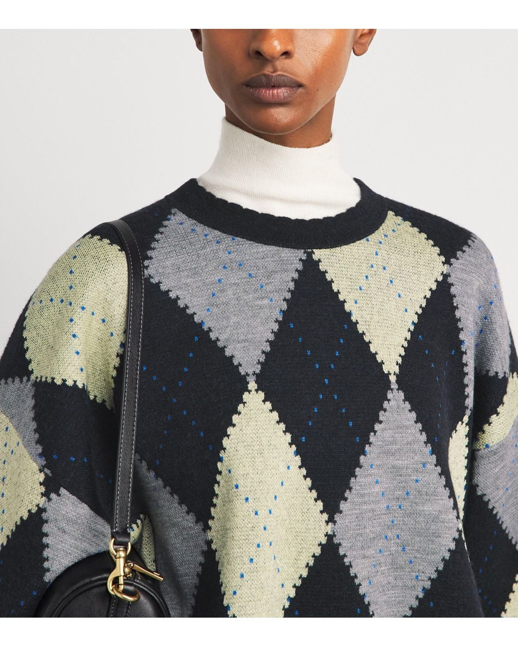 Molli Blue Wool-Blend Argyle Sweater