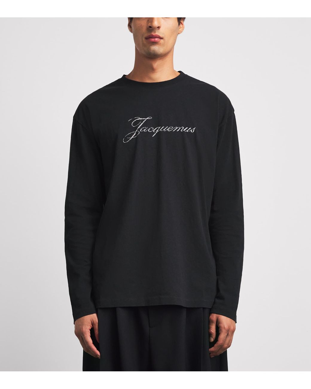 Jacquemus Black Cotton-Hemp Logo Long-Sleeve T-Shirt for men