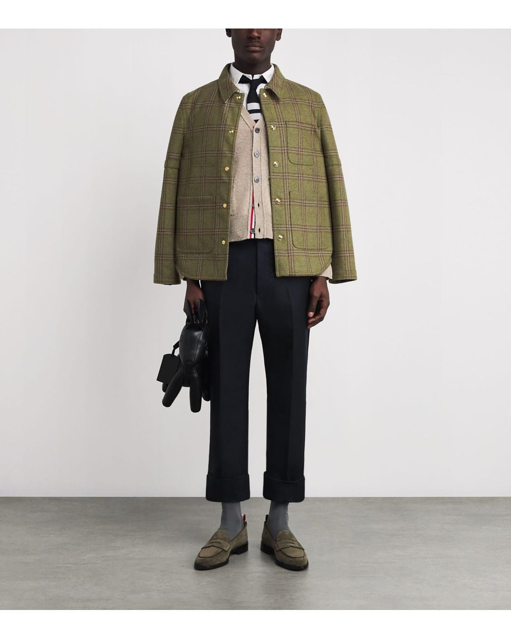 Thom Browne Green Wool Utility Patch Pocket Shirt Jacket for men