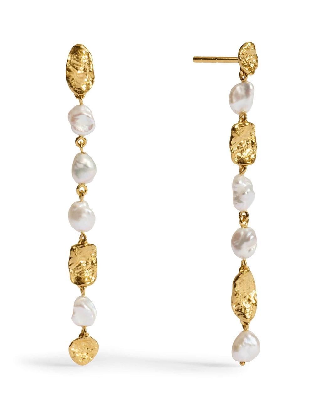 Monica Vinader Metallic Vermeil And Pearl Capri Drop Earrings