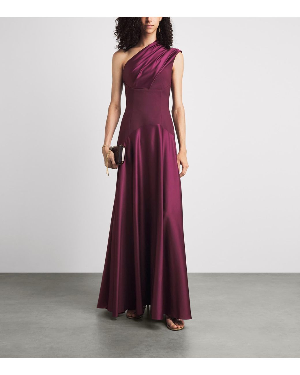 Solace London Purple One-Shoulder Satin Gabriela Gown