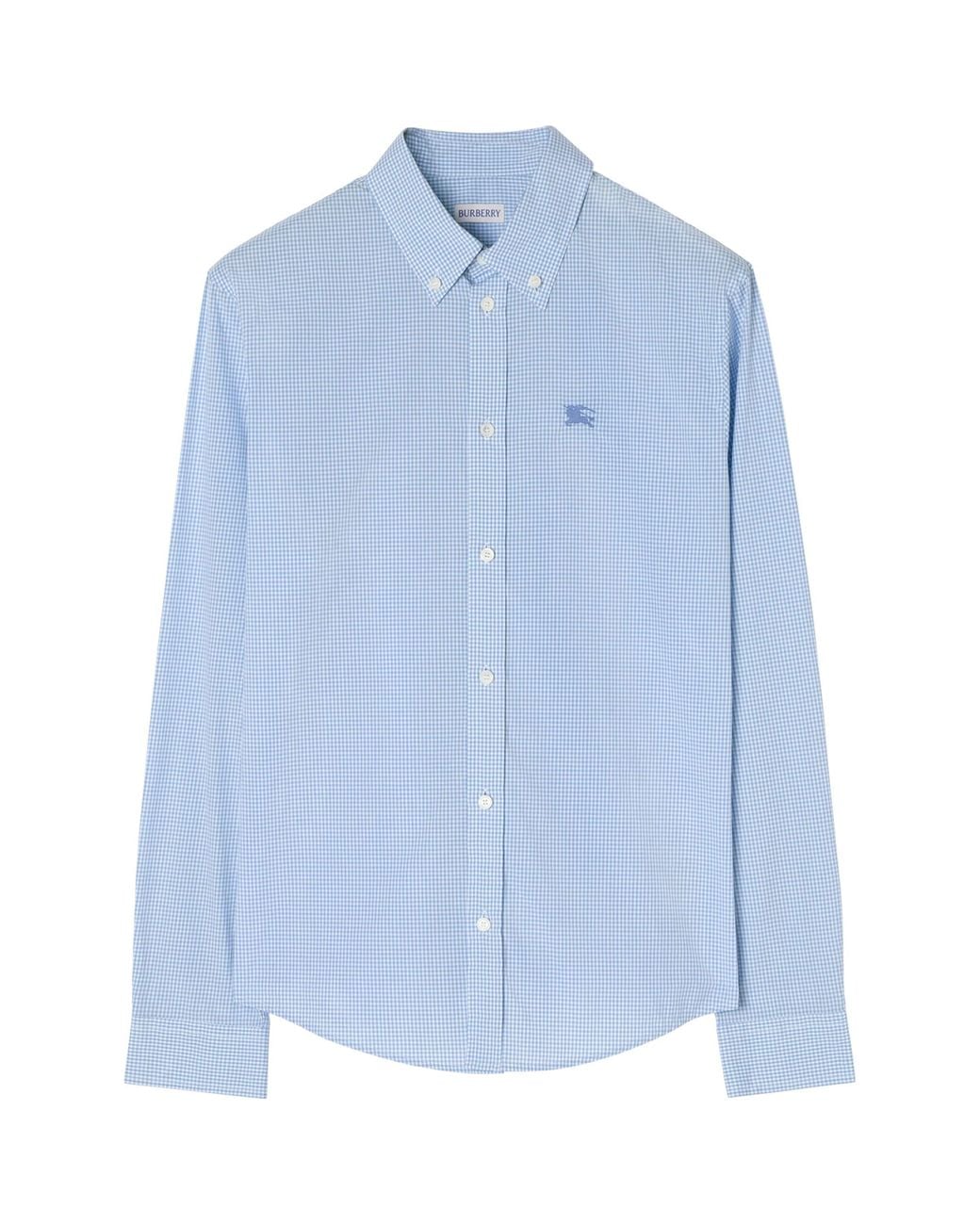 Burberry Blue Cotton Gingham Ekd Shirt for men