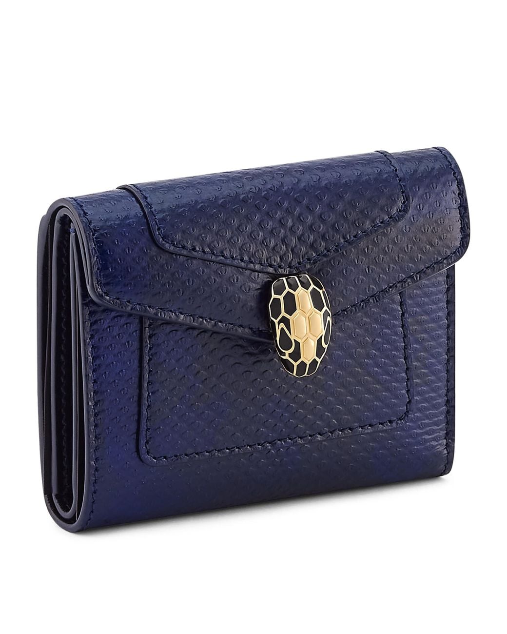 BVLGARI Blue Karung Leather Serpenti Forever Compact Wallet