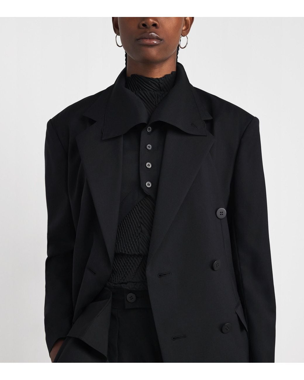 Issey Miyake Blue Wool-Blend Honest Ensemble Double-Breasted Blazer
