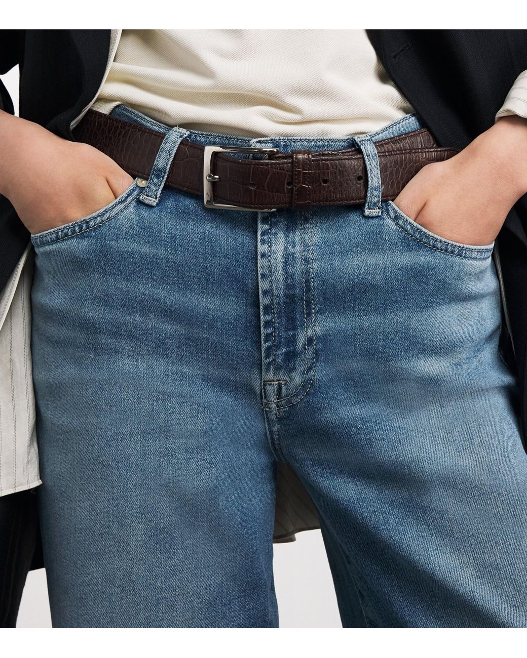 7 For All Mankind Blue Lotta High-Rise Wide-Leg Jeans