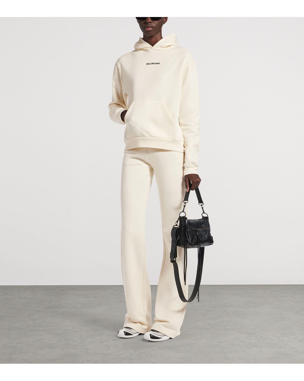 Balenciaga White Cotton Logo Hoodie