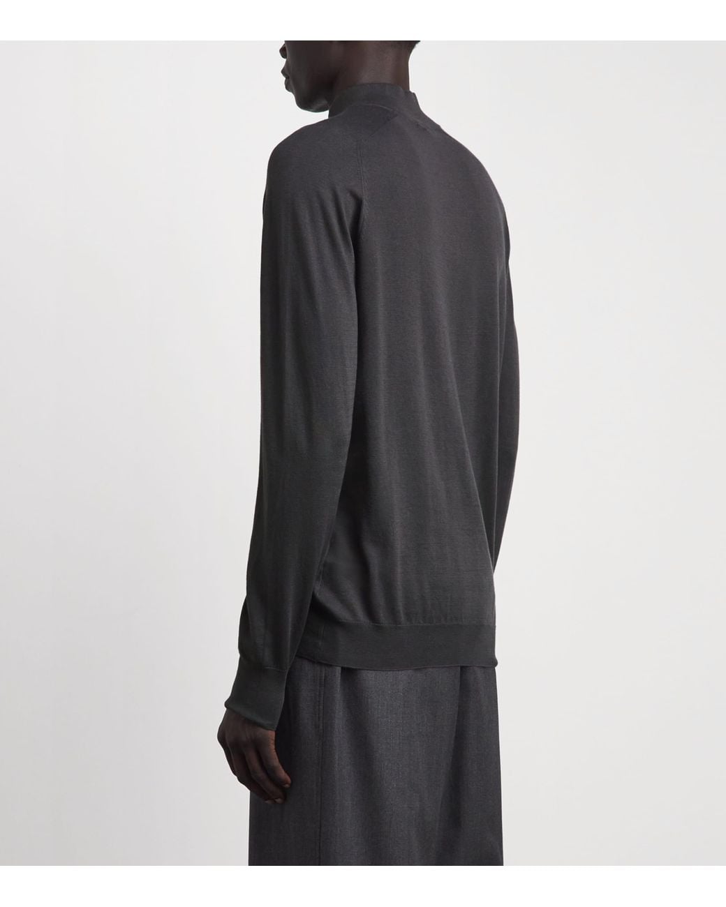 Sunspel Gray Sea Island Cashmere Half-Zip Sweater for men