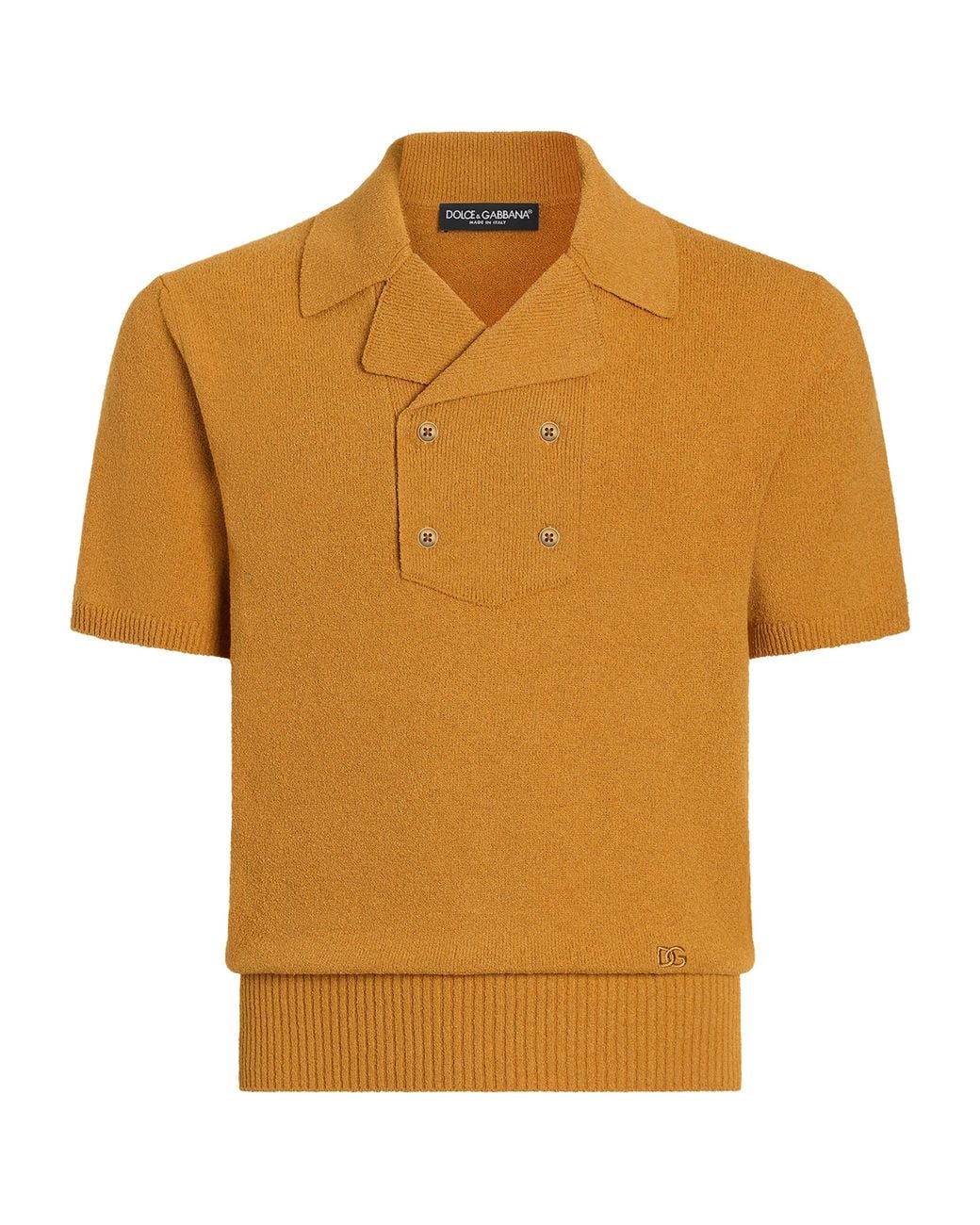 Dolce & Gabbana Orange Linen-Cotton Polo Shirt for men