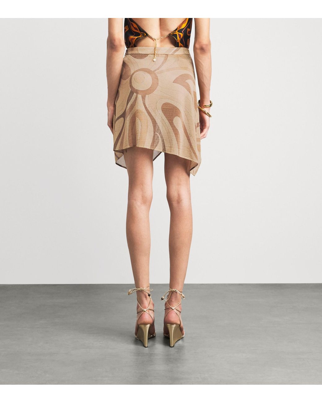 Emilio Pucci Natural Lurex Marmo Print Mini Skirt