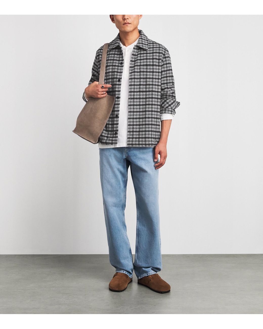 Samsøe & Samsøe Gray Check Sacastor X O Overshirt for men