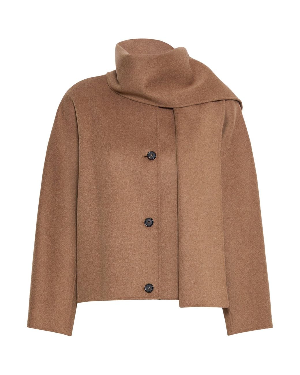 Max Mara Brown Virgin Wool Scarf-Neck Jacket