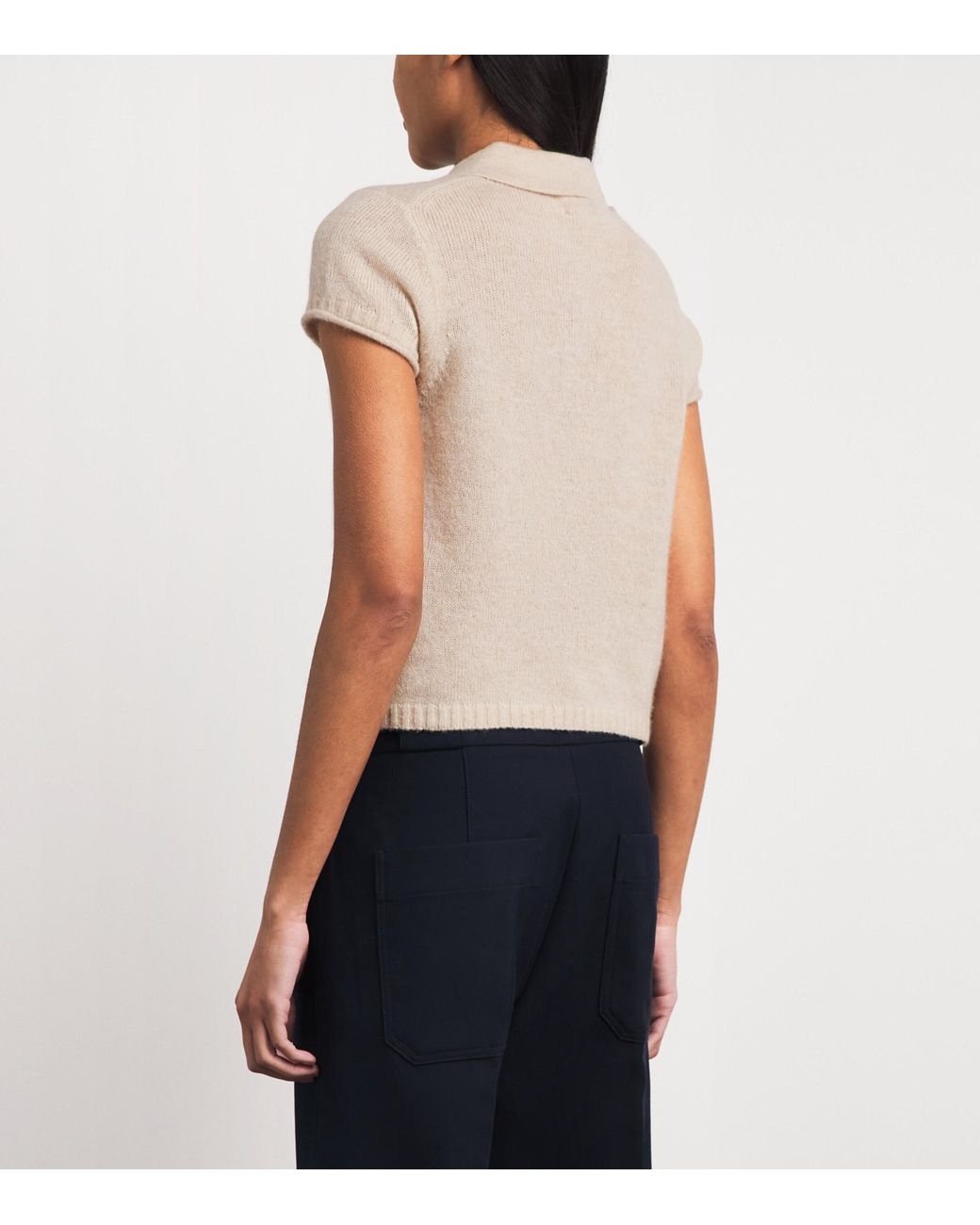 ME+EM White Merino-Cashmere-Silk Polo Shirt