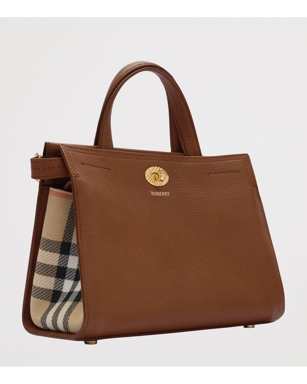 Burberry Brown Mini Leather Cotswolds Check Tote Bag