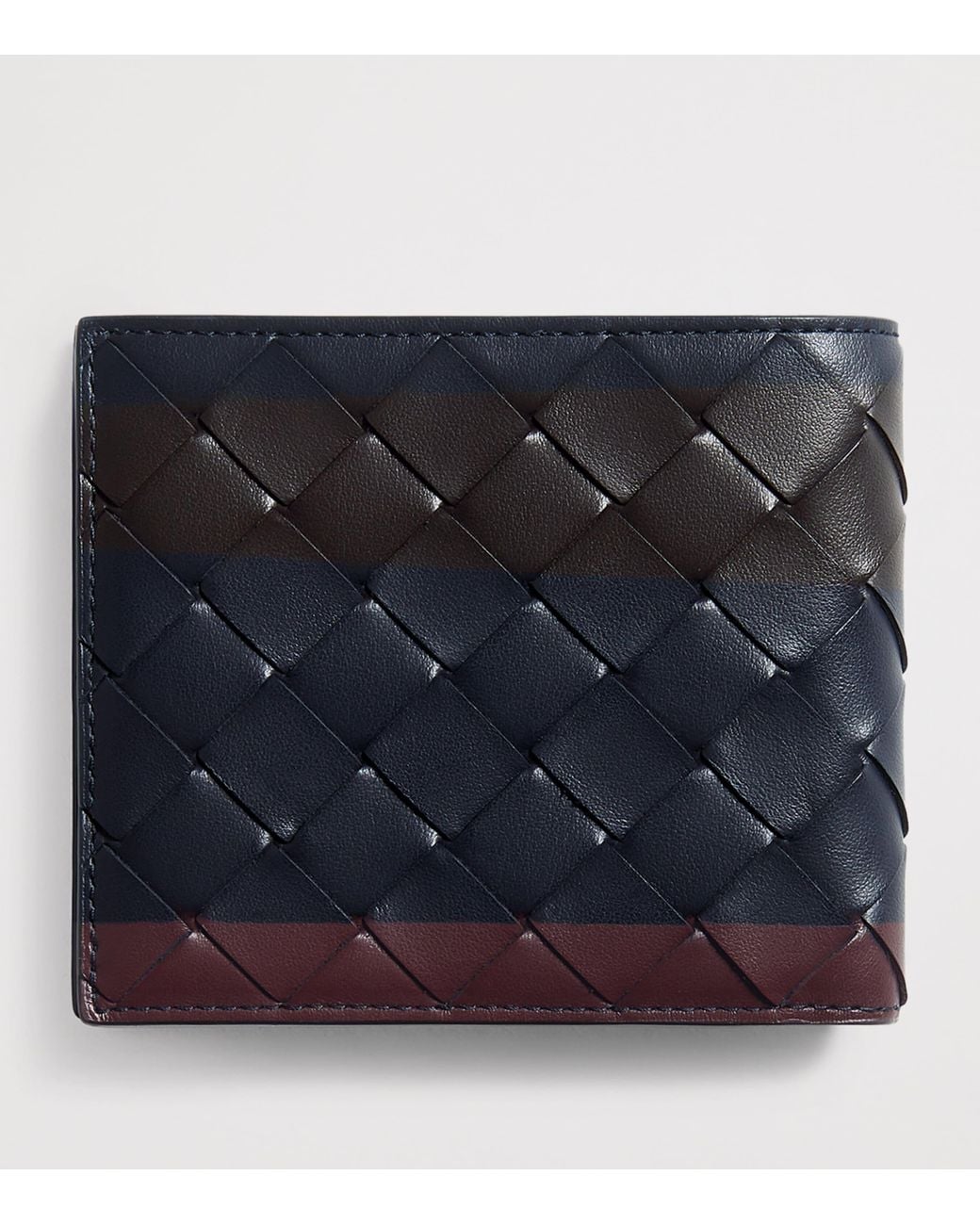 Bottega Veneta Blue Leather Intrecciato Bifold Wallet for men