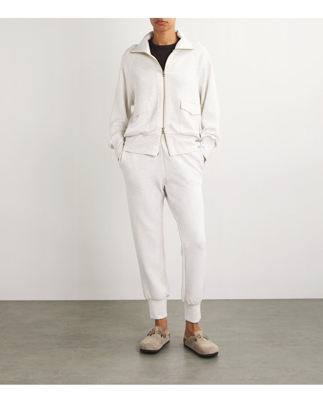 Varley White Roxbury Zip-Up Sweatshirt