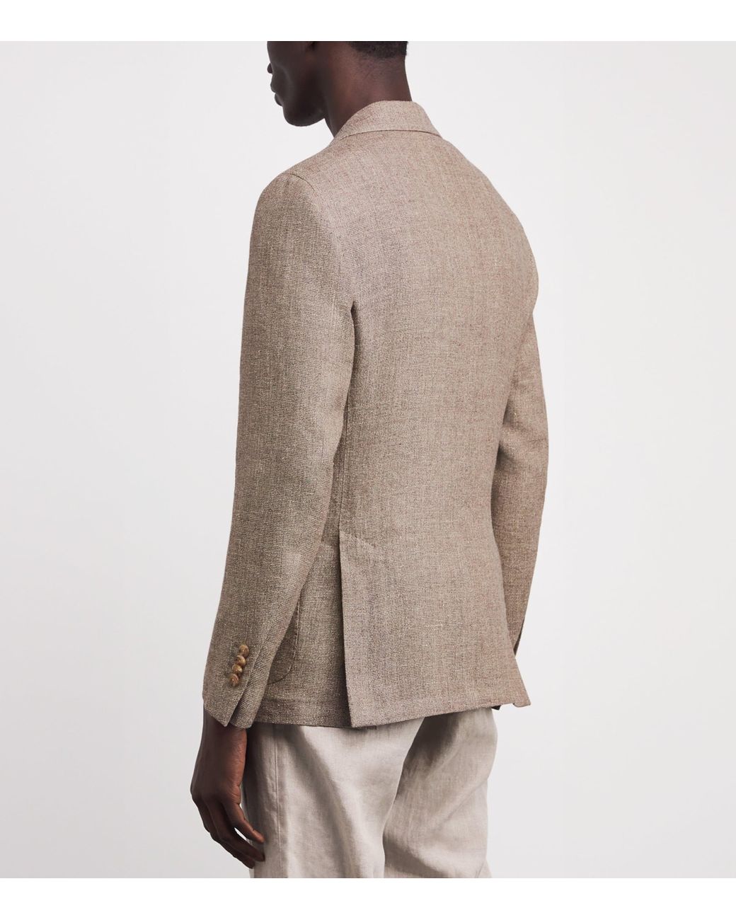 Lardini Brown Linen-Wool Patch Pocket Blazer for men
