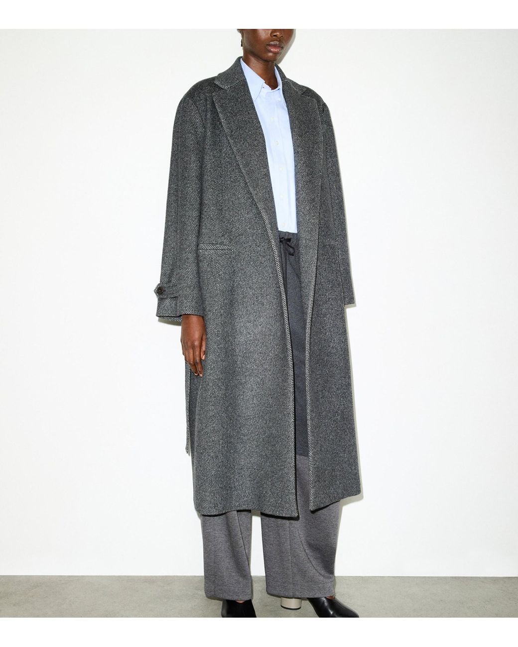 MAX&Co. Gray Virgin Wool Belted Coat