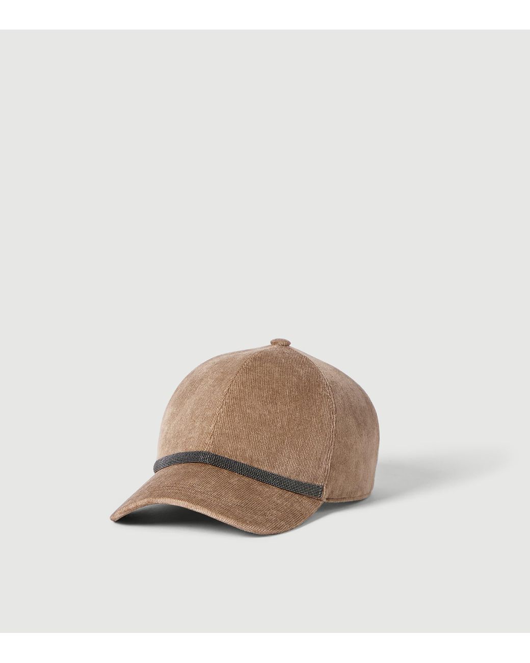 Brunello Cucinelli Brown Corduroy Monili-Embellished Baseball Cap