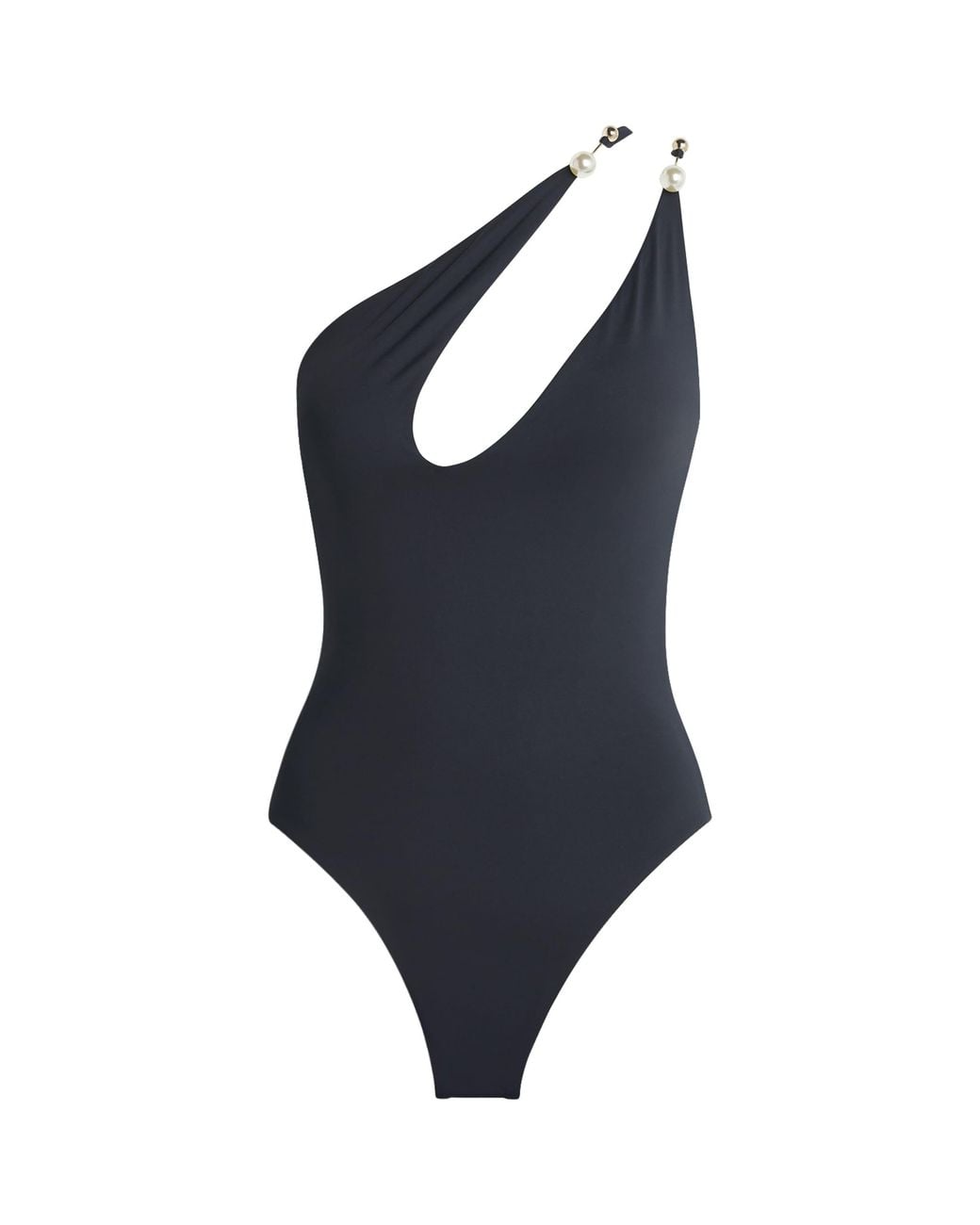 Moré Noir Blue Embellished One-Shoulder Swimsuit