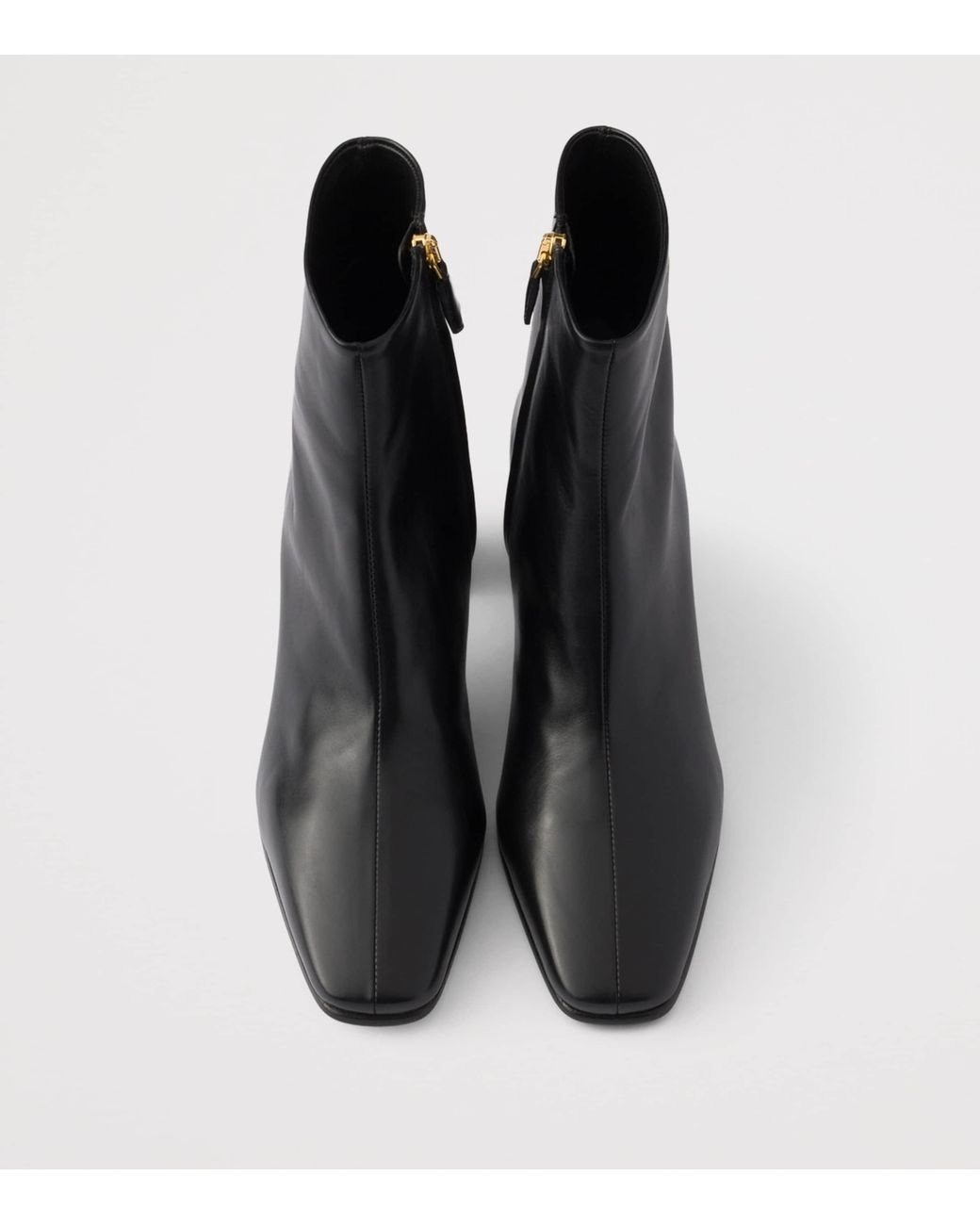 Prada Black Leather Heeled Booties Ankle Boots 65
