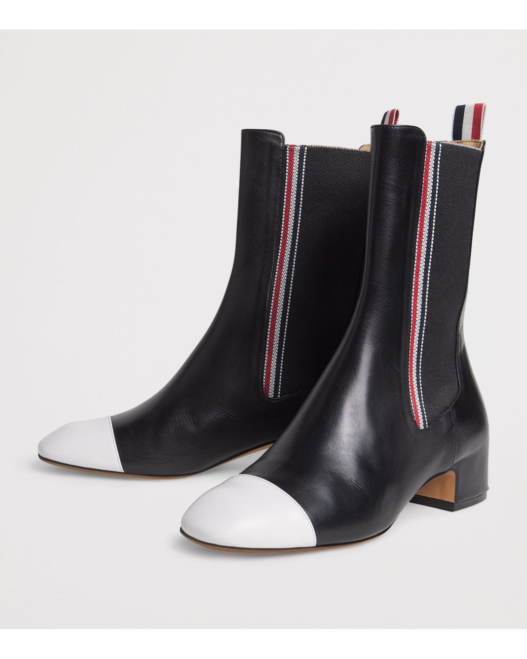 Thom Browne Black Leather Mid-Calf Chelsea Boots 40