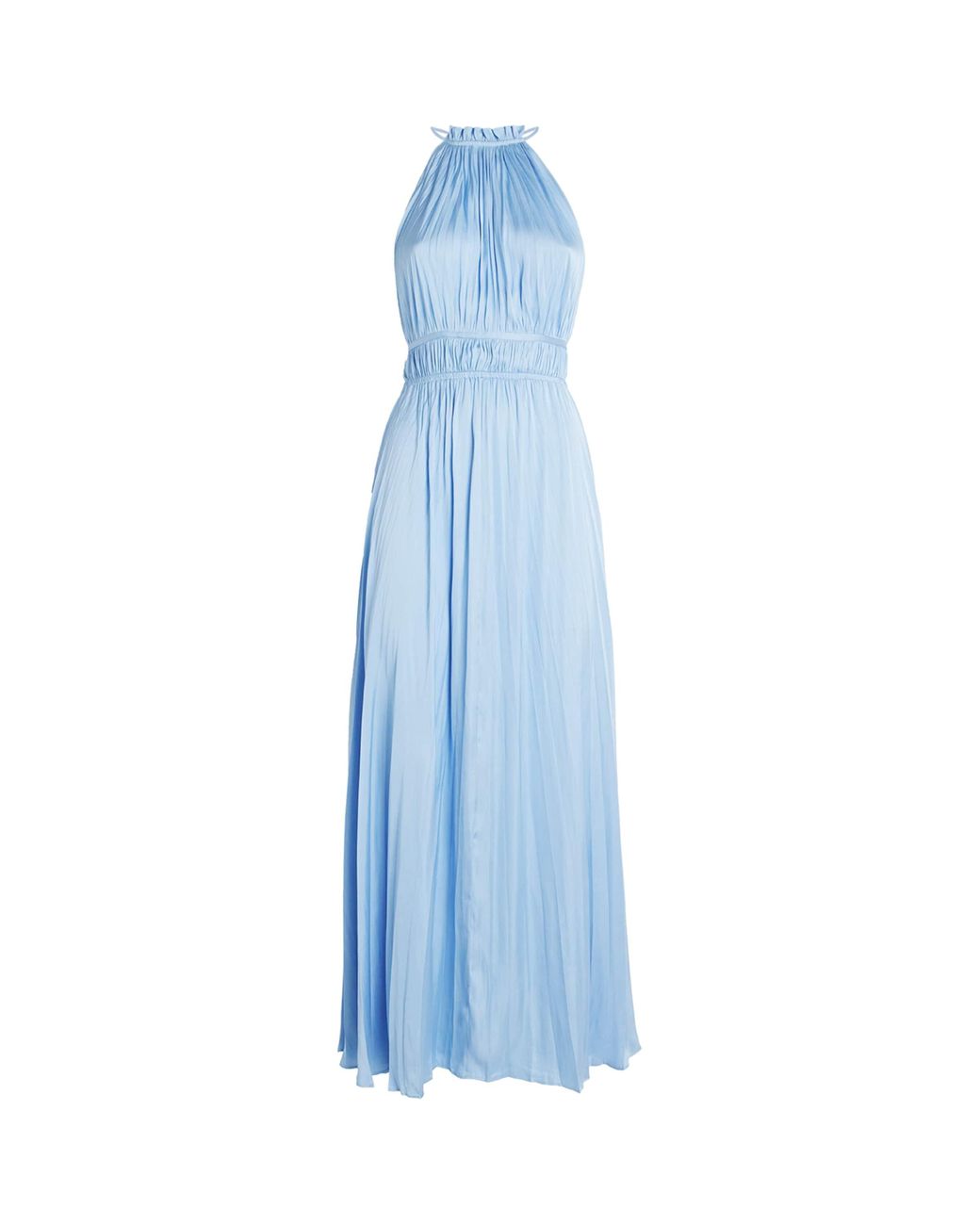 Maje Satin Pleated Midi Dress in Blue | Lyst