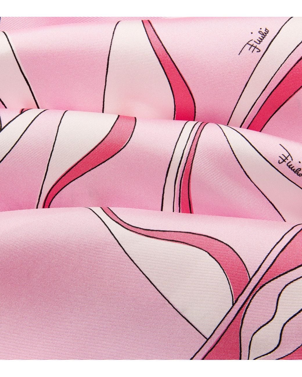 Emilio Pucci Pink Silk Multi Print Triangle Scarf