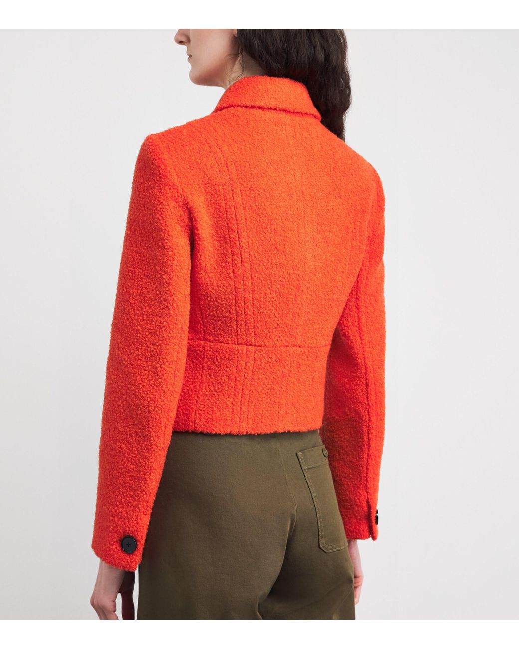 ME+EM Red Wool-Blend Bouclé Cropped Jacket