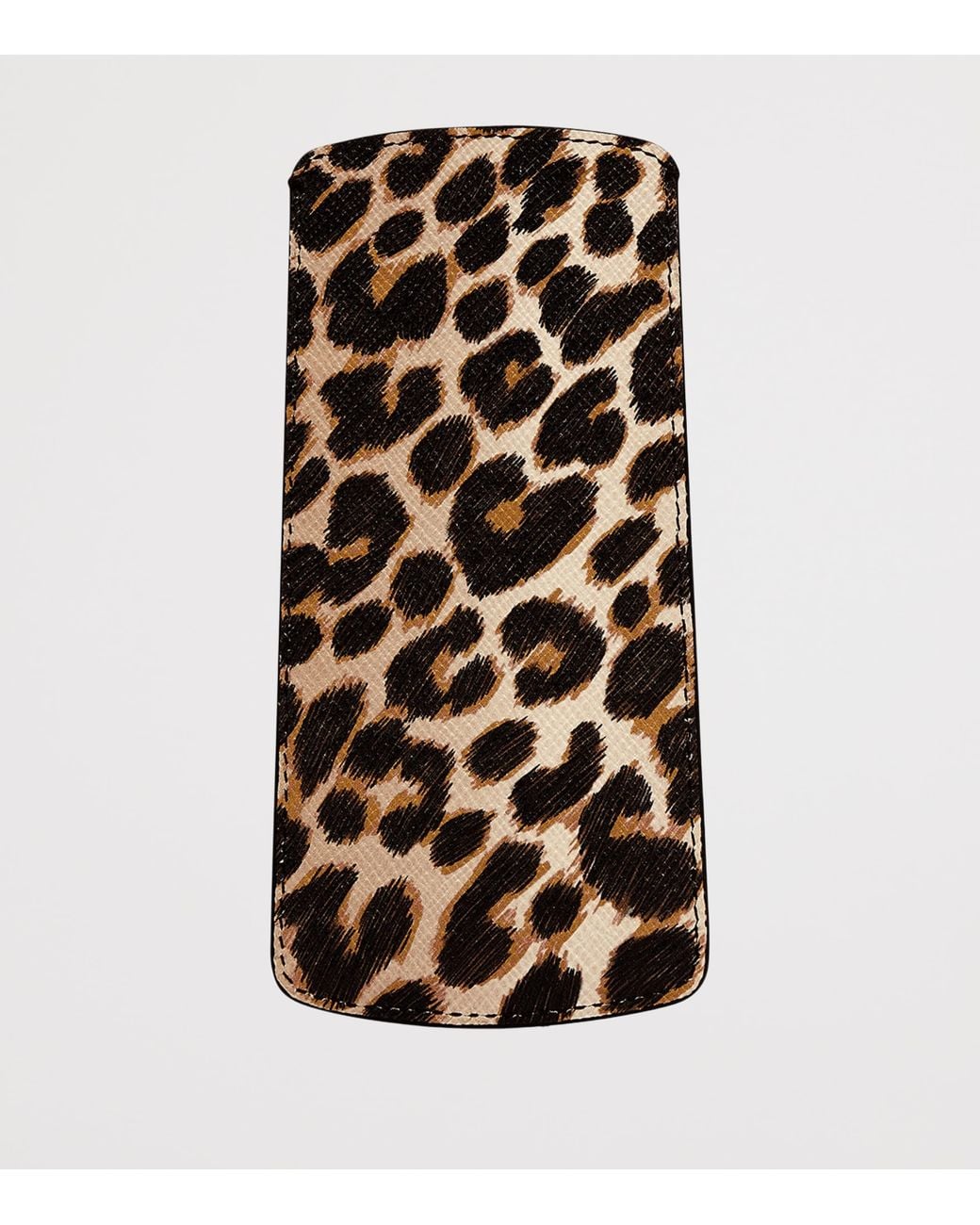 Smythson Black Panama Leather Leopard Print Glasses Case for men