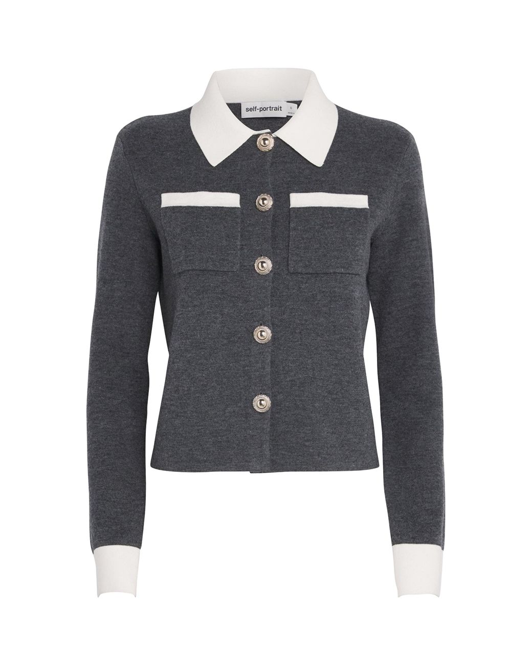 ジャケット SELF PORTRAIT CONTRAST COLLAR CARDIGAN SELF-PORTRAIT | Contrast Collar Wool Blend Knit Cardigan