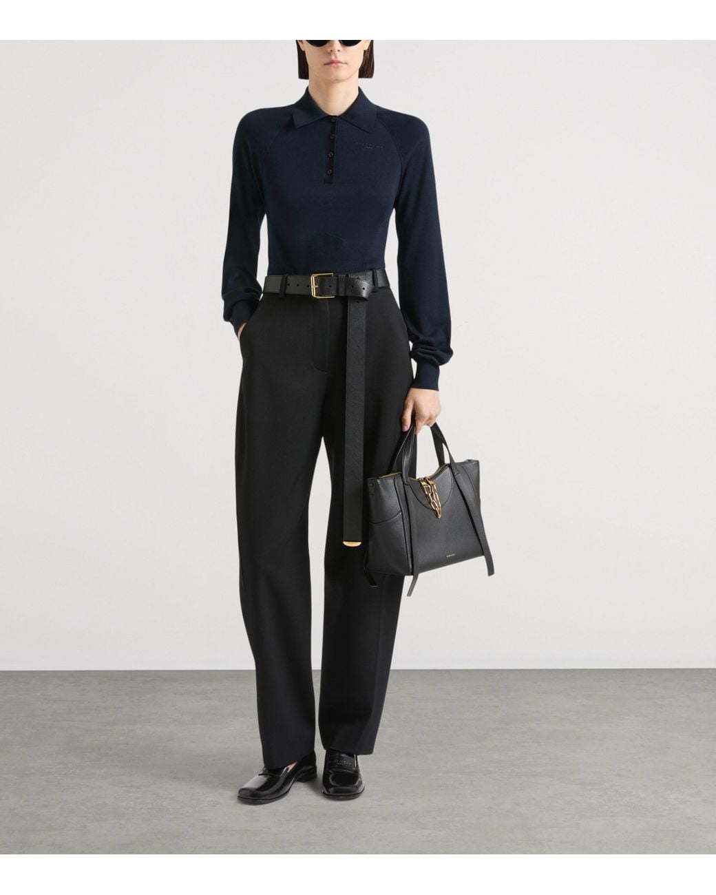 Givenchy Blue Cotton-Silk Polo Sweater