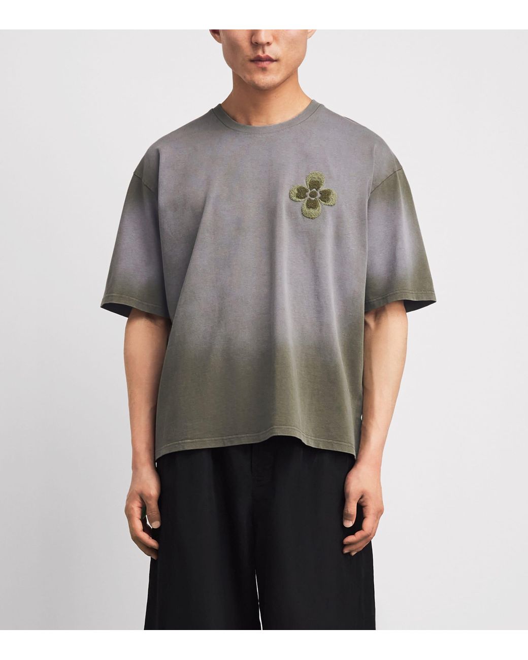 Commas Gray Dégradé Embroidered T-Shirt for men