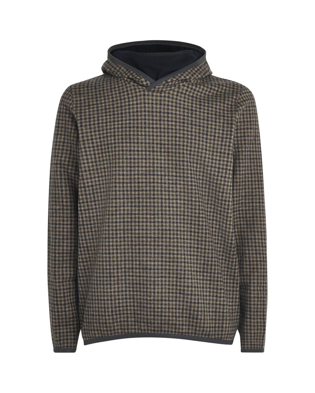 Sease Gray Virgin Wool-Blend Check Hoodie for men