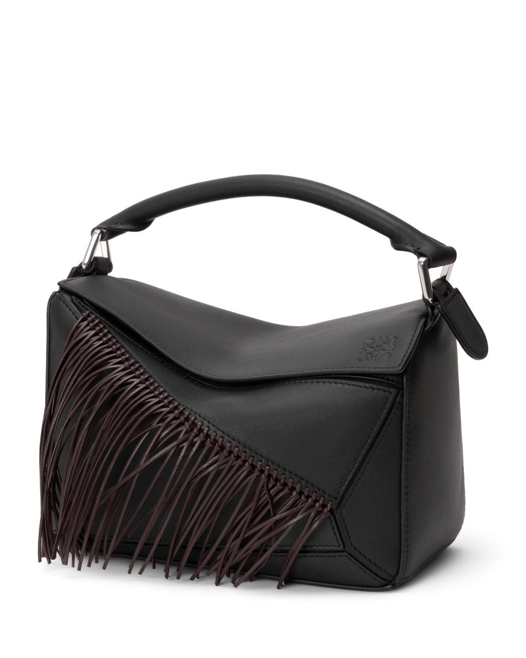 Loewe Black Small Leather Puzzle Fringed Top-Handle Bag