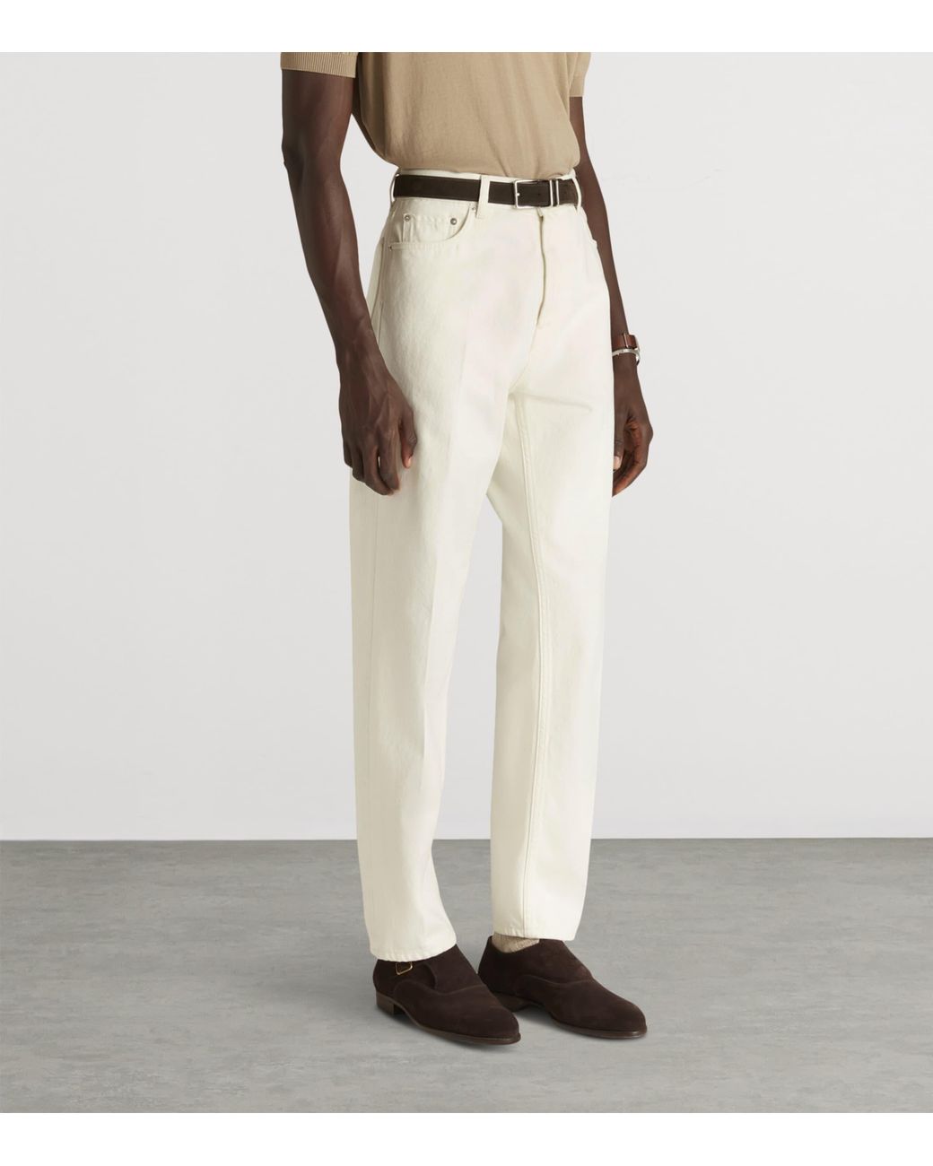 Dunhill White Sea Island Cotton Straight Jeans for men