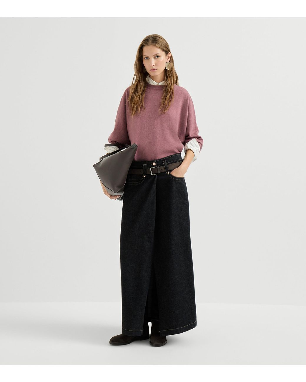 Brunello Cucinelli Pink Cashmere Crew-Neck Sweater
