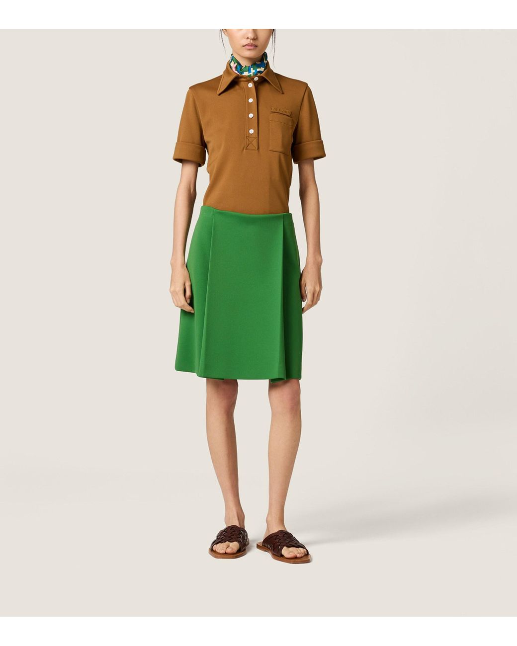 Miu Miu Brown Technical Jersey Polo Shirt