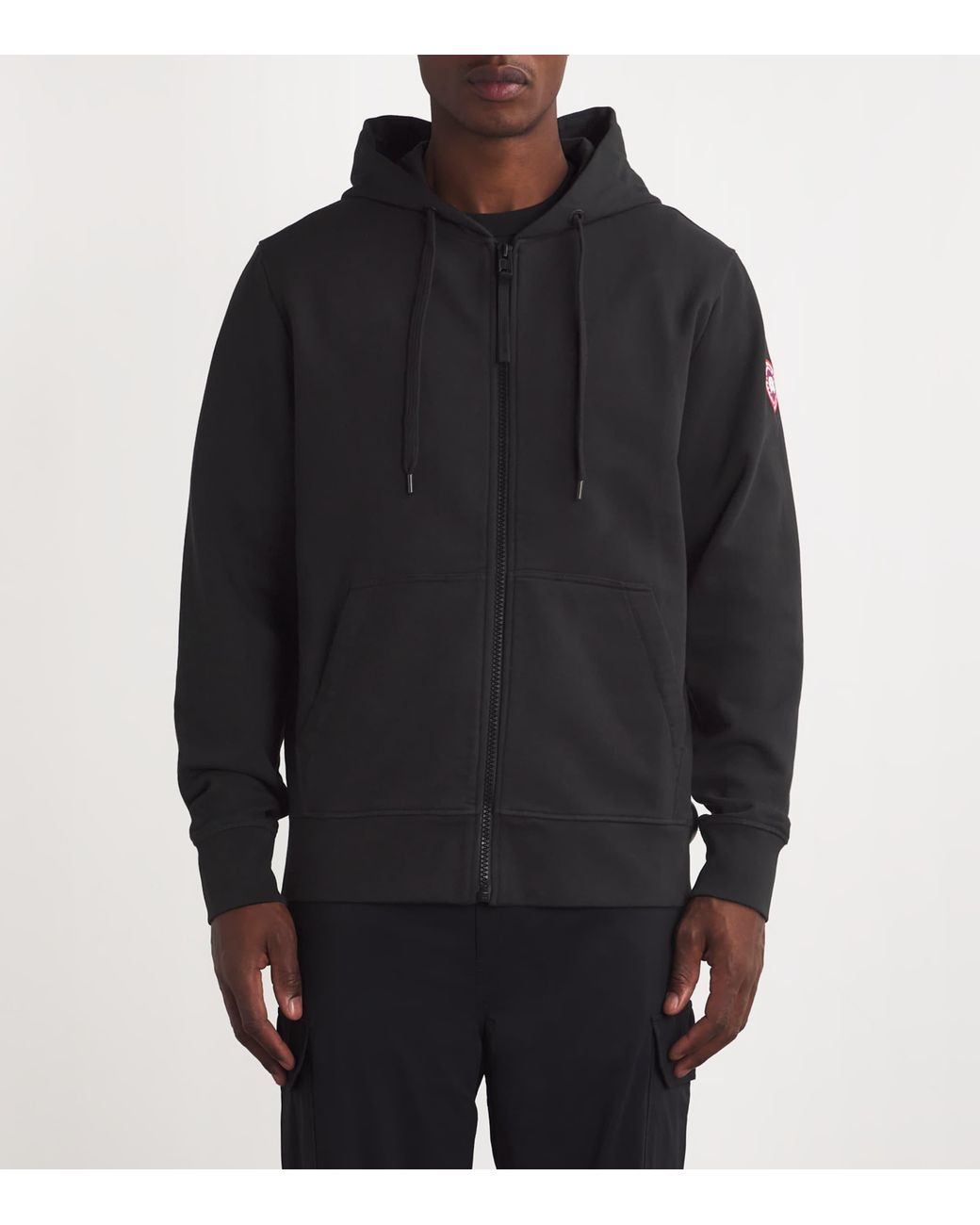 Canada Goose Black Cotton Zip-Up Huron Hoodie for men
