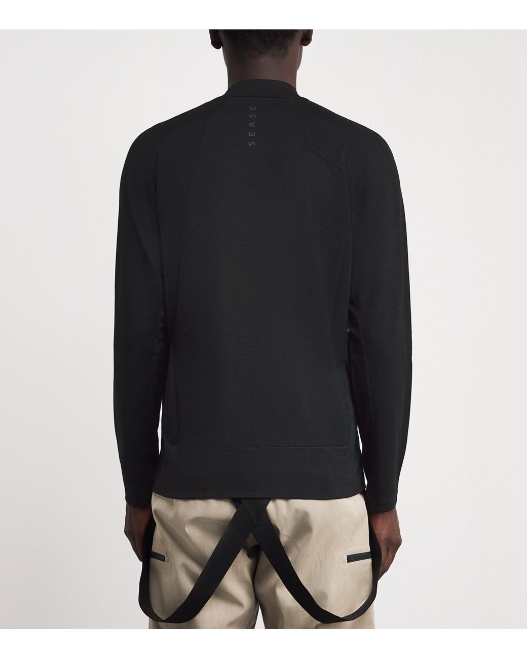 Sease Black Merino Wool Turtle Net Base Layer for men