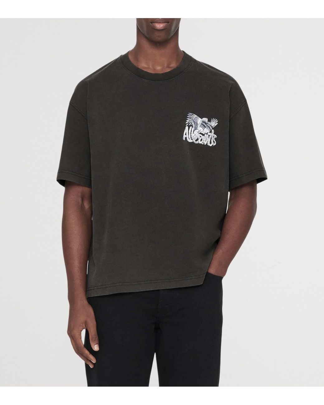 AllSaints Black Organic Cotton Battles T-Shirt for men