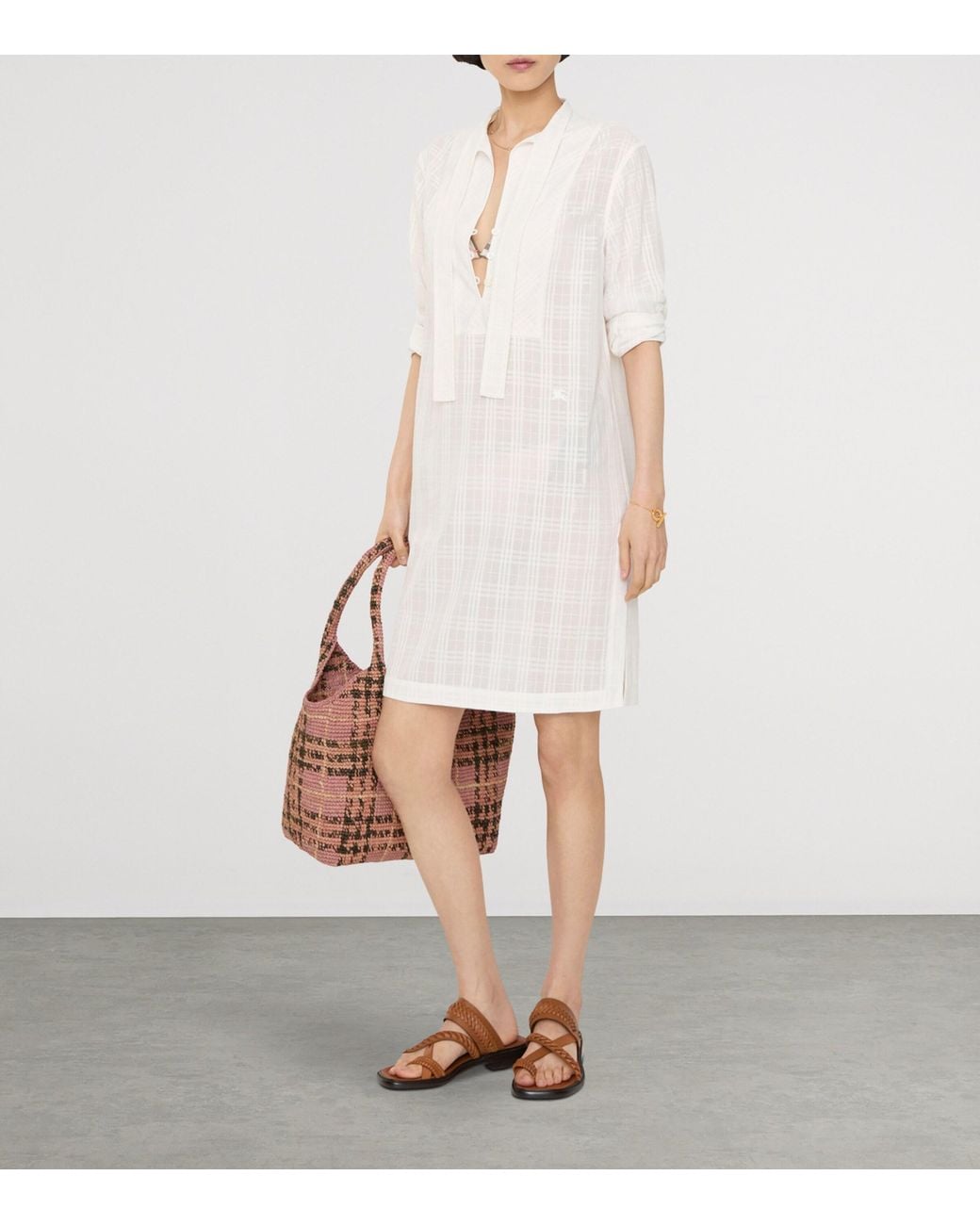 Burberry White Cotton Voile Mini Dress