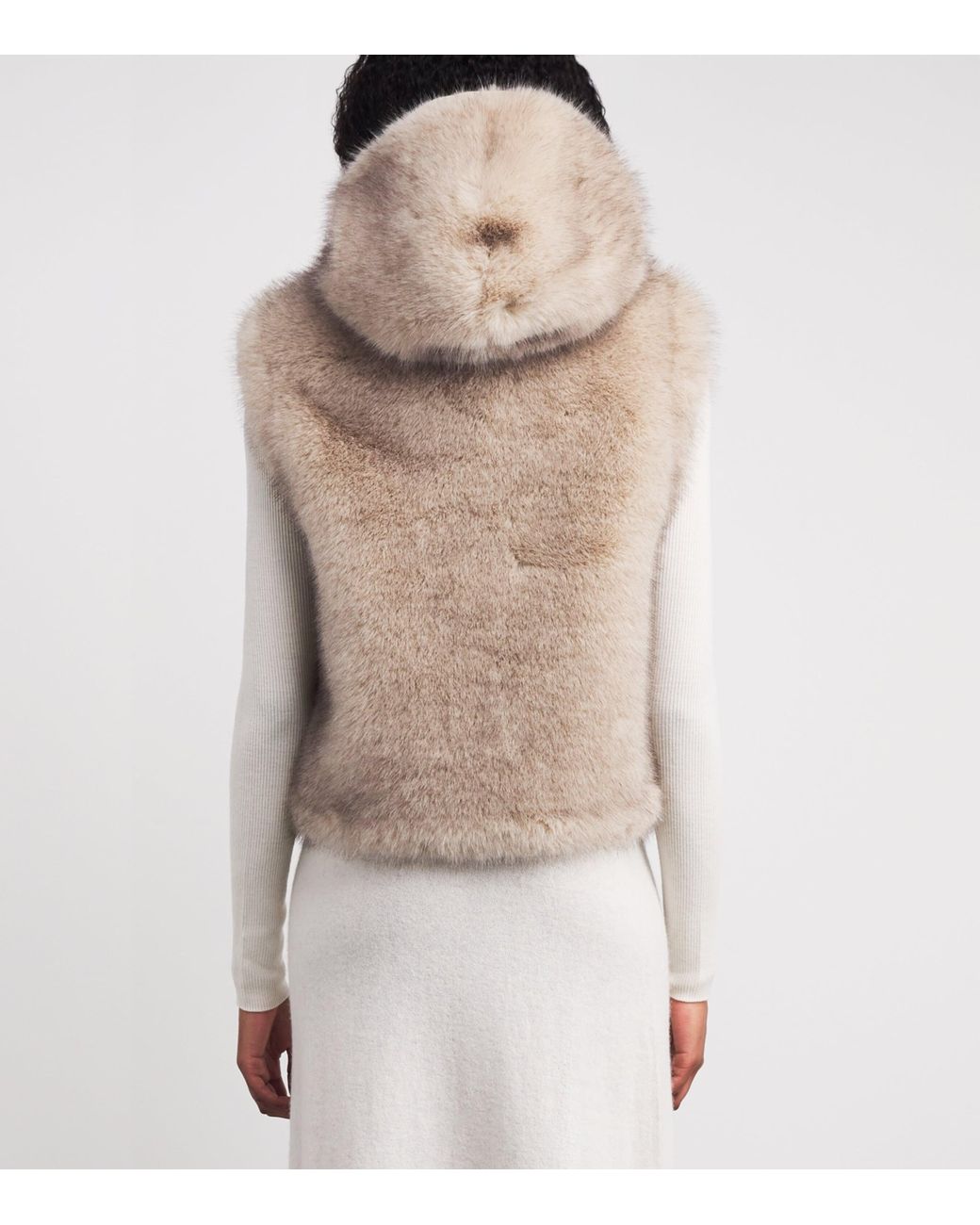 Maje Natural Faux Fur Hooded Gilet