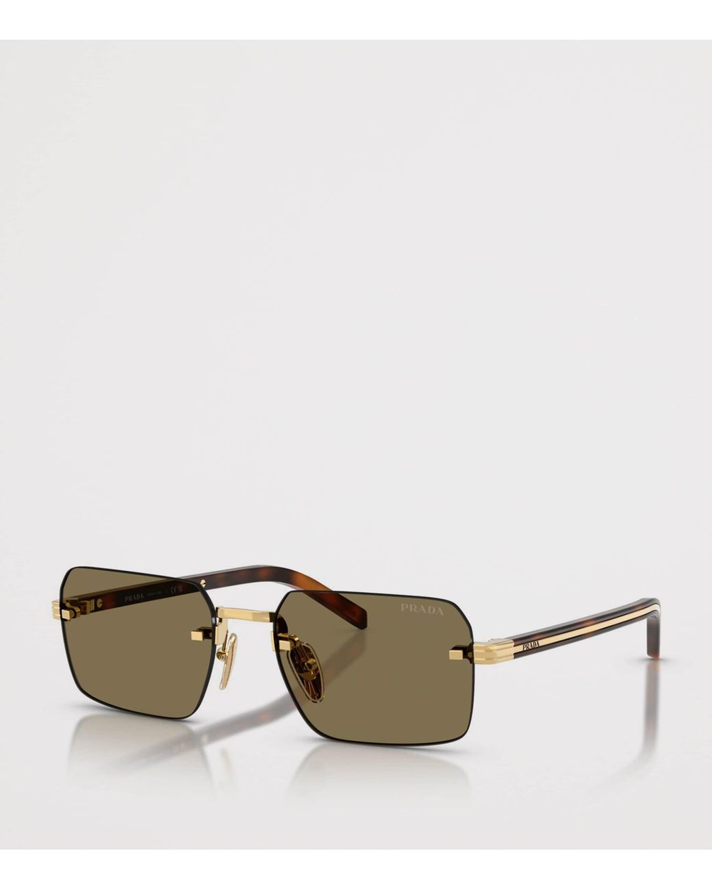 Prada Green Rimless Rectangle Sunglasses for men